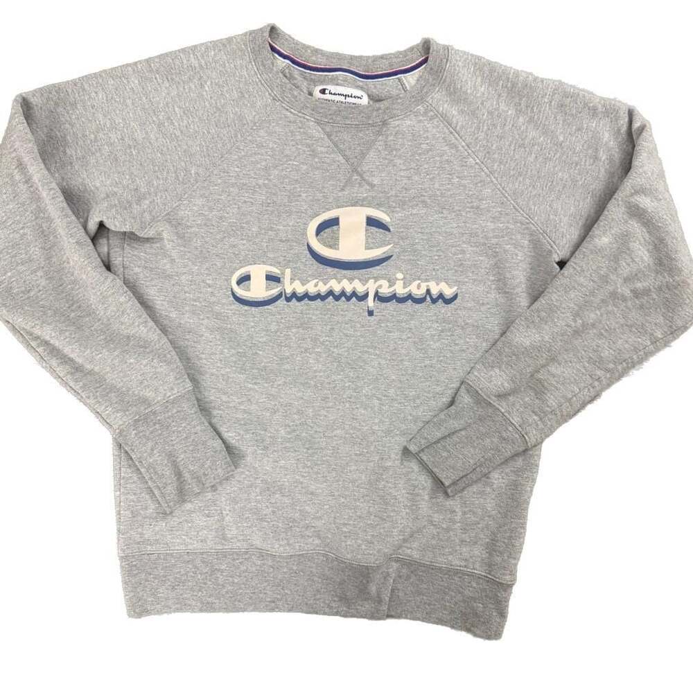 Champion Women's Gray Powerblend Logo Graphic Crewneck Sweater XS